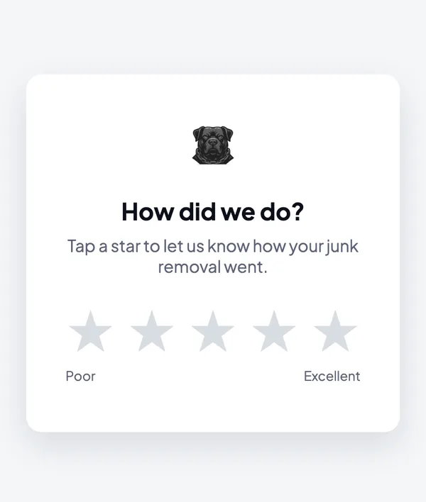 Review page asking the customer to rate the job